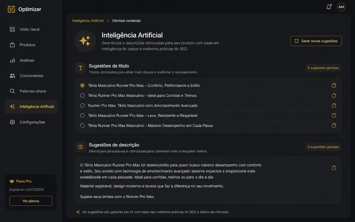 Tela do CloudPanda: Inteligência artificial